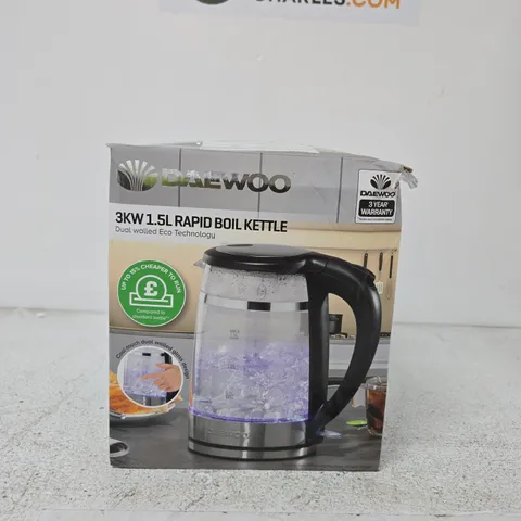 DAEWOO 3 KW 1.5 L RAPID BOIL KETTLE – BOXED