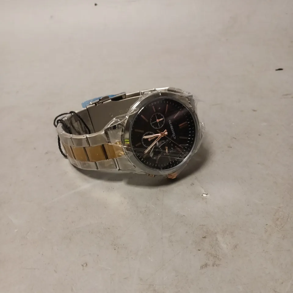 GLOBENFELD MARKSMAN SILVER ROSE BLACK DIAL WATCH 