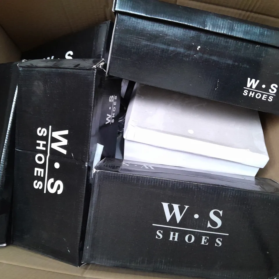 BOX OF APPROX 8 ASSORTED SHOES IN VARIOUS SIZES & COLOURS 