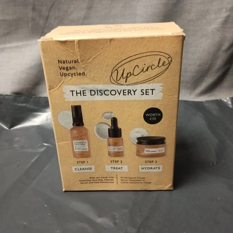 UPCIRCLE THE DISCOVERY SET – CLEANSING FACE MILK, PEPTIDE SERUM & FACE MOISTURISER (NATURAL, VEGAN, UPCYCLED)