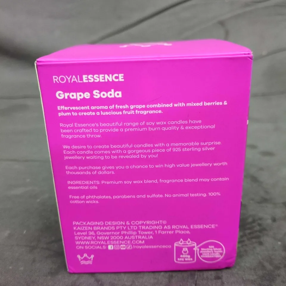 ROYAL ESSENCE GRAPE SODA SOY CANDLE – JEWELLERY SURPRISE INSIDE