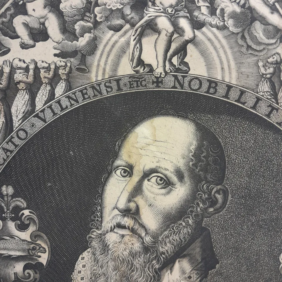 PRINT OF STANISLAUS SABINUS VON STRACZA, 1590 BY NICOLAUS ANDREA APPROX 34CMX43CM 