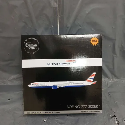 BOXED BRITISH AIRWAYS BOEING 77-300ER 1:200 SCALE DIE CAST MODEL