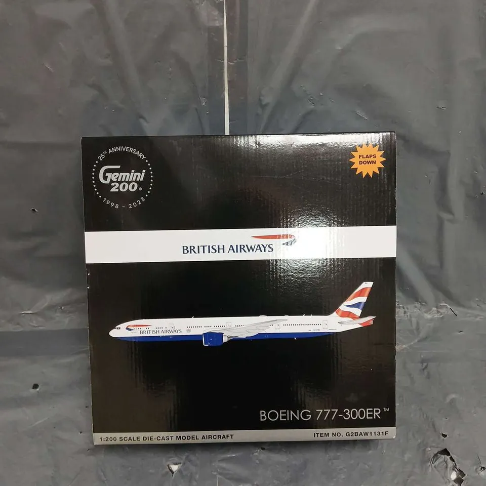 BOXED BRITISH AIRWAYS BOEING 77-300ER 1:200 SCALE DIE CAST MODEL