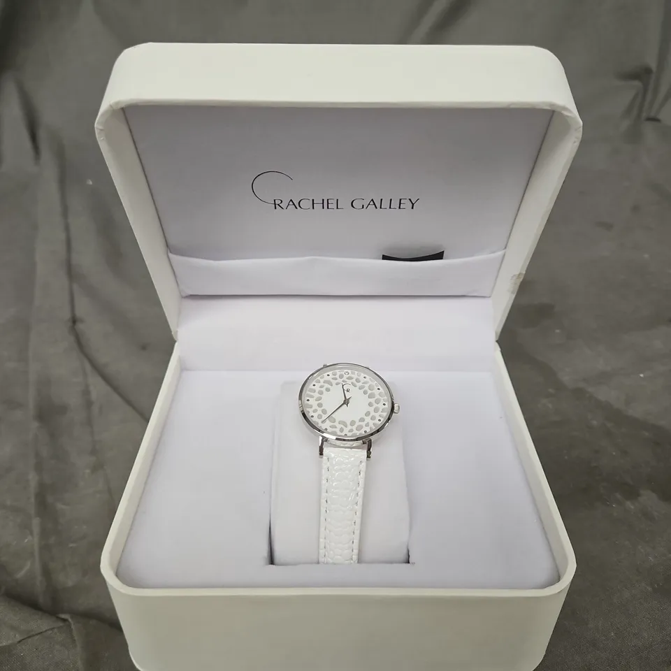 RACHEL GALLEY WRISTWATCH – WHITE DIAL WITH DOT PATTERN, WHITE STRAP 