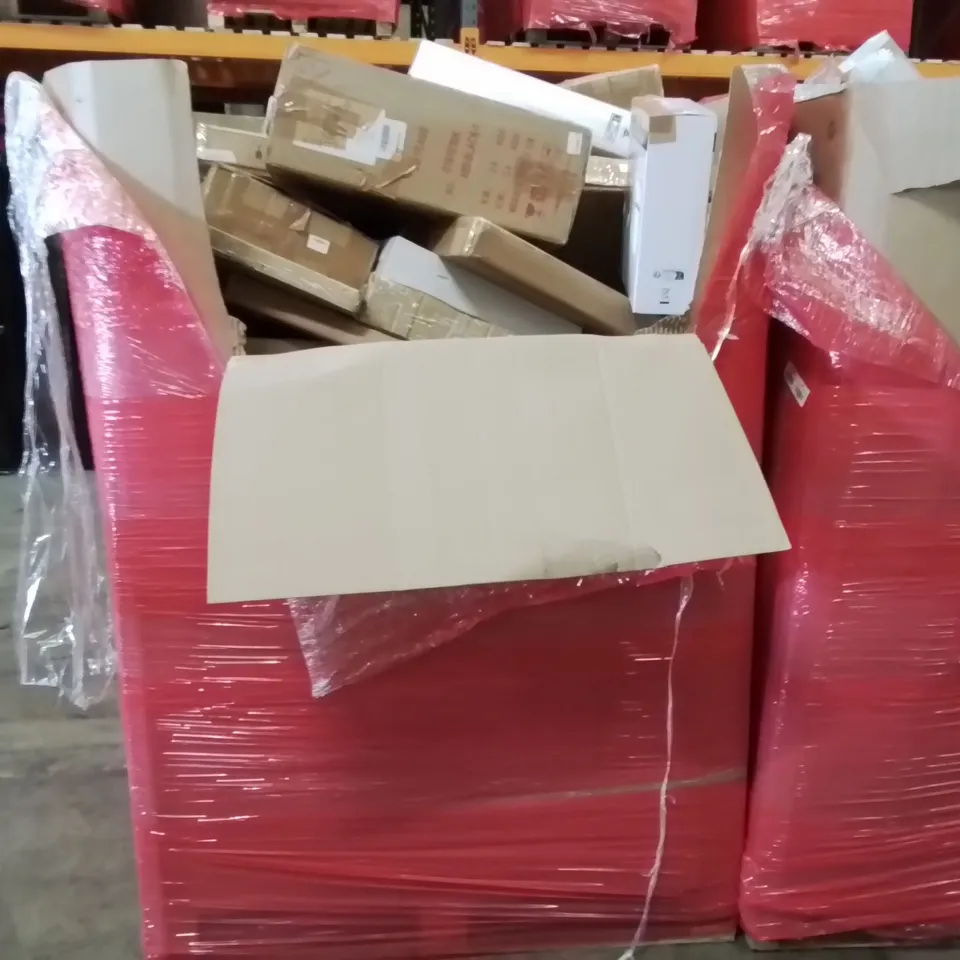 PALLET OF ASSORTED ITEMS TO INCLUDE: LED CEILING LIGHTS, SUITCASE, NAVARIS OVAL MIRROR ECT