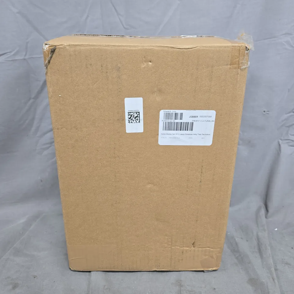 HOME STORIES SET OF 2 LUXURY CHRISTMAS HOLLY TREE DECORATIONS 