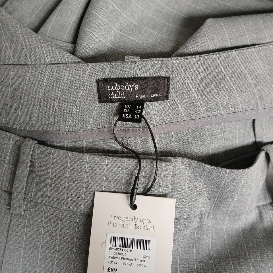 NOBODY'S CHILD TAILORED PINSTRIPE TROUSERS – UK 14