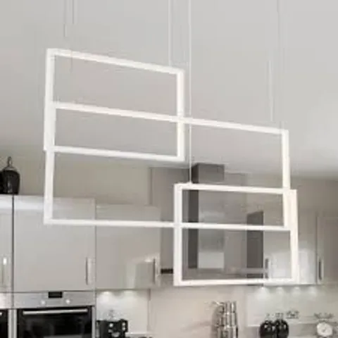 BRAND NEW BOXED 3-LIGHT UNIQUE GEOMETRIC LED CHANDELIER, WHITE