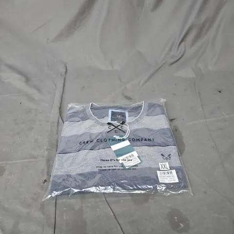 CREW CLOTHING COMPANY OXFORD STRIPE TEE STONE/WHITE XXL BAGGED