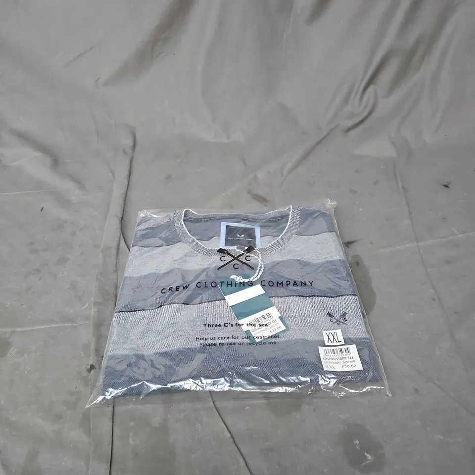 CREW CLOTHING COMPANY OXFORD STRIPE TEE STONE/WHITE XXL BAGGED