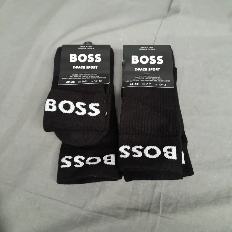 2 PACKS OF 2 BOSS BLACK SOCKS - UK 9-11