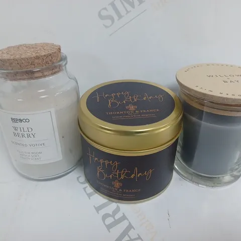BOX OF 3 ASSORTED SCENTED CANDLES