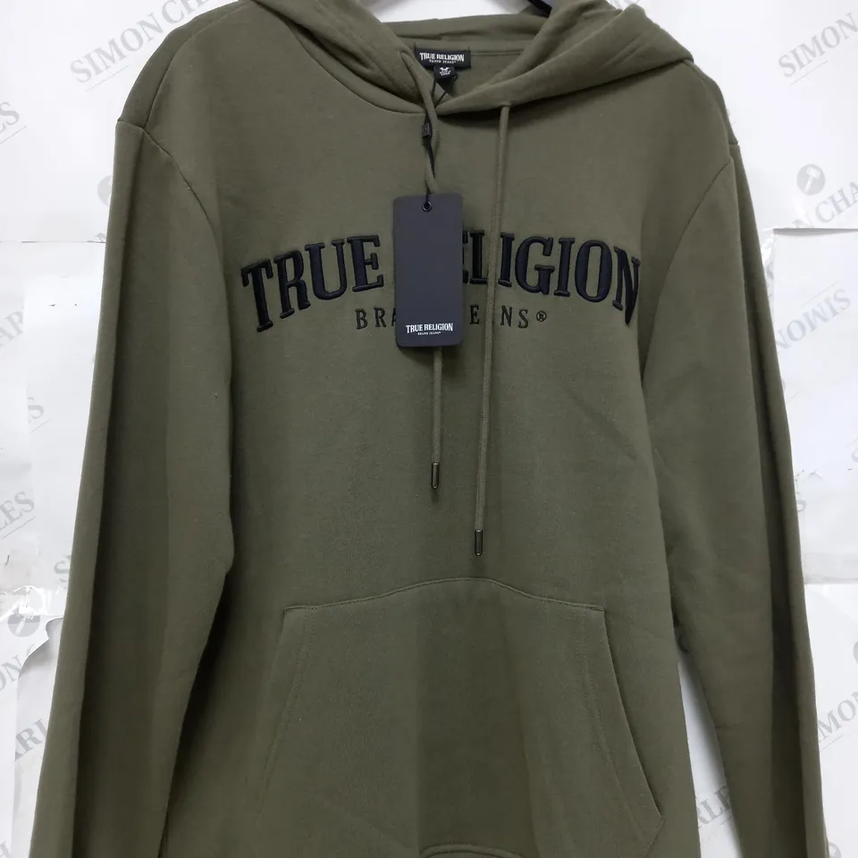 TRUE RELIGION KHAKI GREEN JUMPER - SIZE LARGE