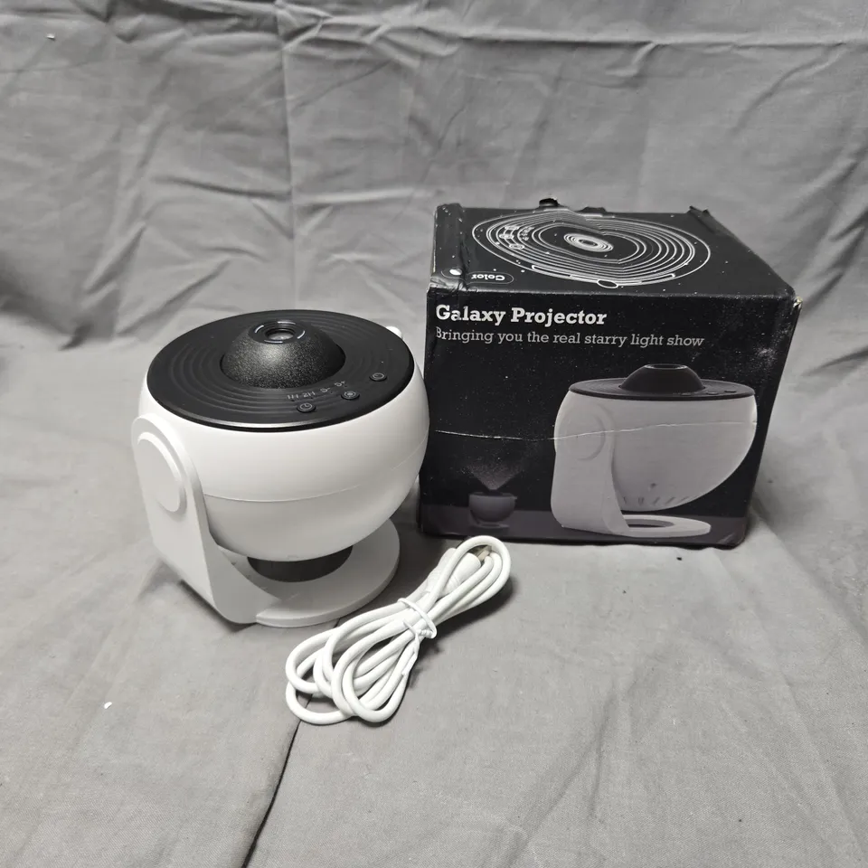 GALAXY PROJECTOR NIGHT LIGHT – WHITE ORB WITH POWER CORD (BOXED)