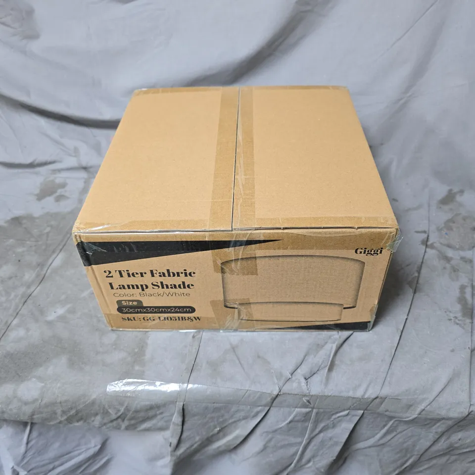 GIGGI 2 TIER FABRIC LAMP SHADE BLACK/WHITE BOXED 30 X 30 X 24
