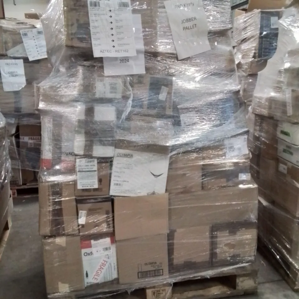 PALLET CONTAINING CATERING ITEMS AND PRODUCTS SUCH AS;OLYMPIA ATHENA PLATES,PASABAHCE WINE GLASSES,UTOPIA GLASSES