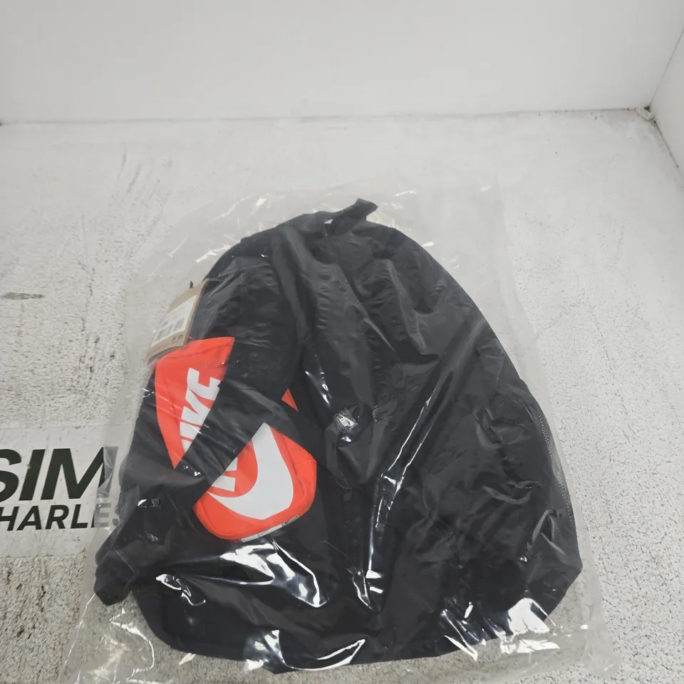 NIKE 20L BACKPACK – BLACK WITH WHITE SWOOSH LOGO