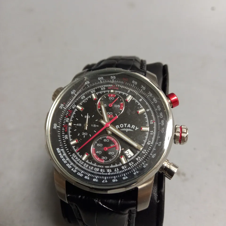 ROTARY WATCH IN RED/SILVER/BLACK LEATHER