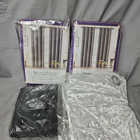 BOX OF APPROXIMATELY 4 ASSORTED CURTAINS IN VARIOUS COLOURS AND FABRICS