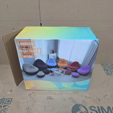 LEEDSOOY INFLATABLE CHAIR & OTTOMAN IN GREY/BLACK