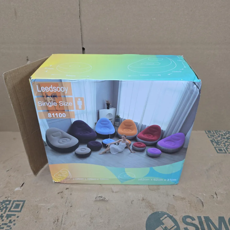 LEEDSOOY INFLATABLE CHAIR & OTTOMAN IN GREY/BLACK