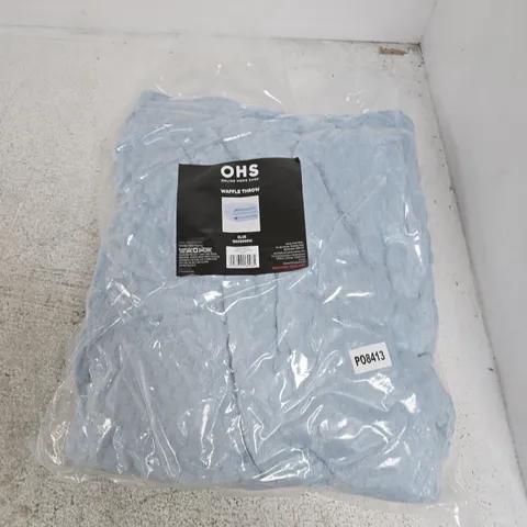 BAGGED OHS WAFFLE THROW β BLUE, 150X200CM