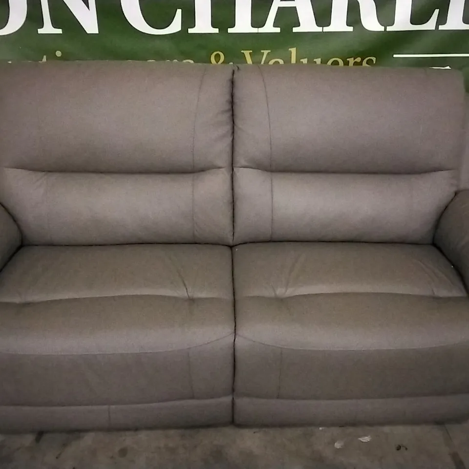 QUALITY DESIGNER GREY LEATHER 3 SEATER SOFA