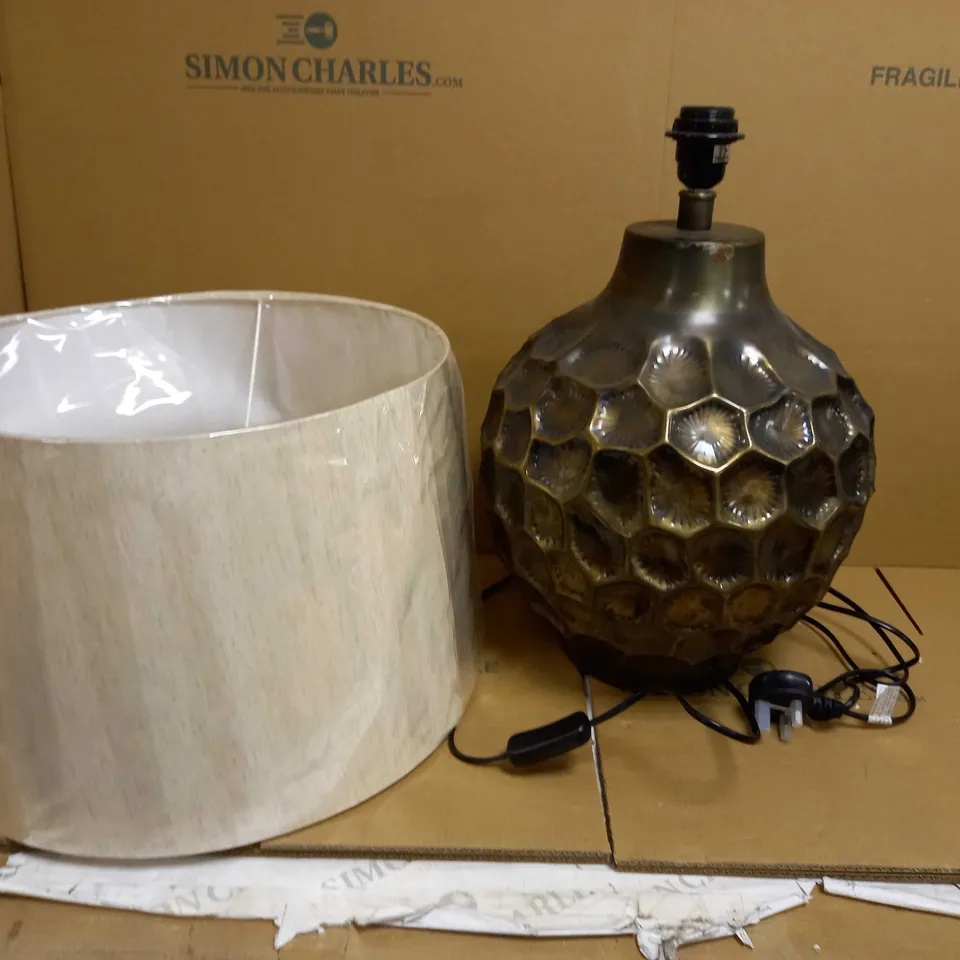 DAR LIGHTING GROUP EDVARD TABLE LAMP - ANTIQUE COPPER EFFECT WITH NATURAL LINEN SHADE 