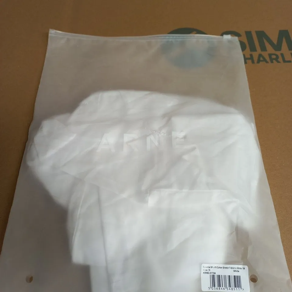 ARNE ESSENTIAL SLIM FIT COTTON STRETCH T-SHIRT – WHITE, UK M