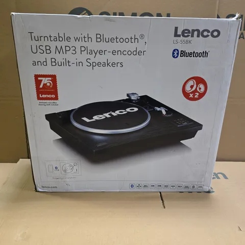 BOXED LENCO TURNTABLE WITH BLUETOOTH AND BUILT IN SPEAKERS - LS-55BK