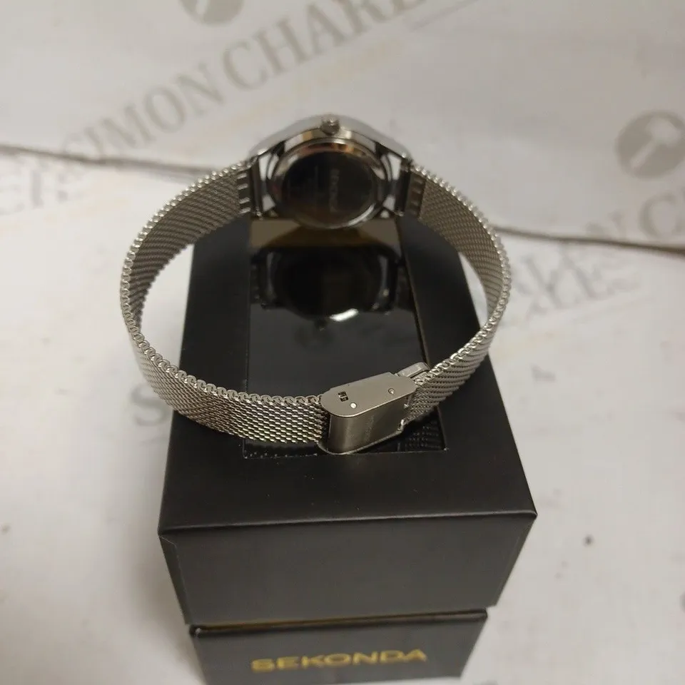 BOXED SEKONDA LADIES BLUE DIAL WATCH WITH MESH BRACELET - JAPAN MOVEMENT - 5 ATM. 