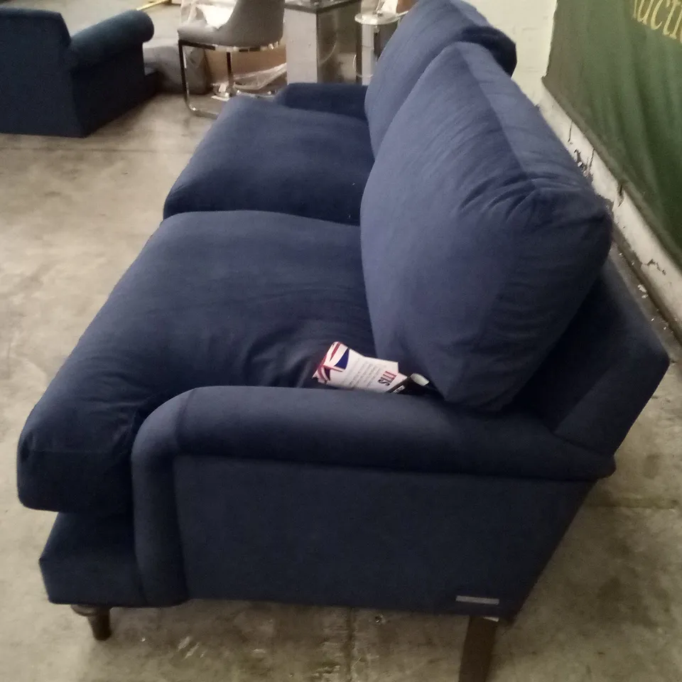 QUALITY THE LOUNGE CO DESIGNER 3 SEATER SOFA - DARK BLUE FABRIC 