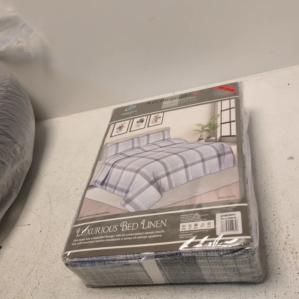 MOONSTAR LONDON AUTOBIOGRAPHY BED LINEN – GREY CHECK, HIGH QUALITY FIBRE