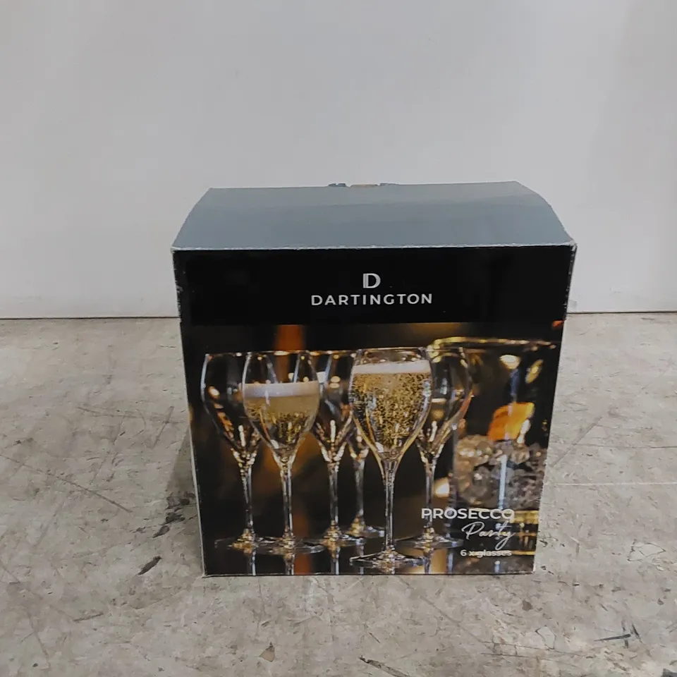 BOXED DARLINGTON CRYSTAL PROSECCO PARTY 6X GLASSES (1 BOX)