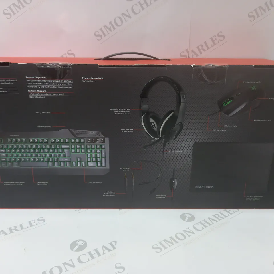 BRAND NEW BOXED BLACKWEB 4 IN 1 GAMING KIT INCLUDING KEYBOARD, MOUSE AND HEADSET