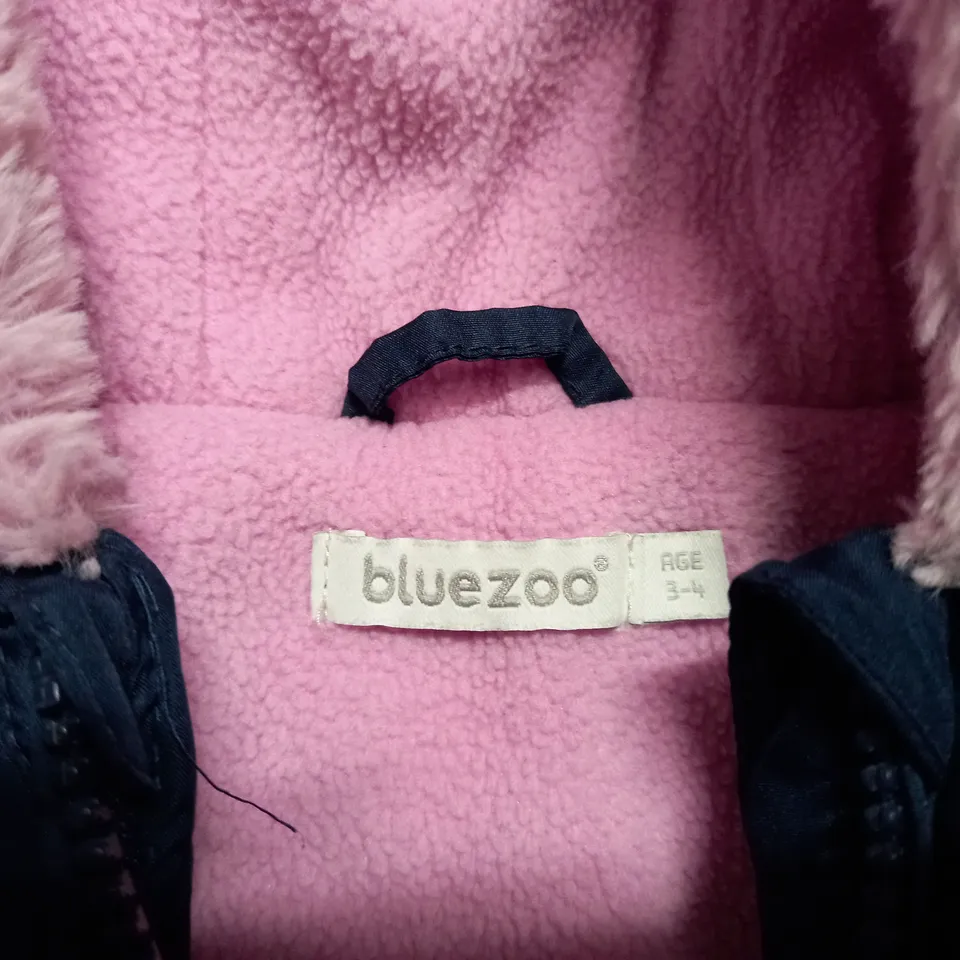 BLUE ZOO NAVY BLUE/PINK WITH UNICORN/ROCKET DETAIL CHILDRENS COAT - 3-4 YEARS