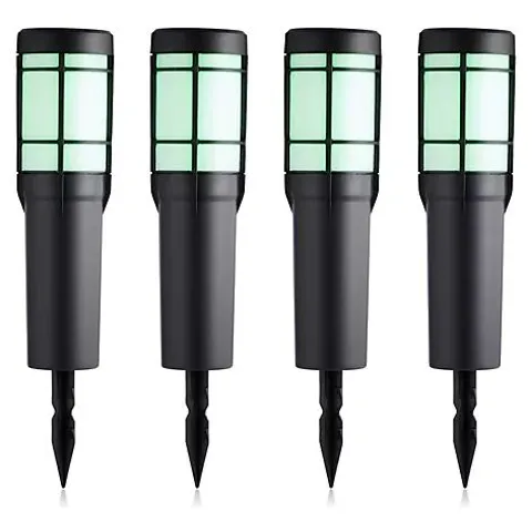 GARDEN STORIES SET OF 4 DUAL FUNCTION FLAME EFFECT SOLAR LIGHTS BOXED