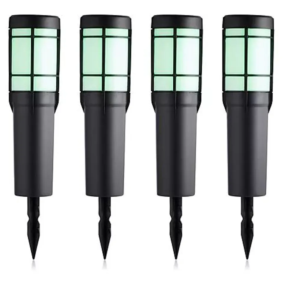 GARDEN STORIES SET OF 4 DUAL FUNCTION FLAME EFFECT SOLAR LIGHTS BOXED