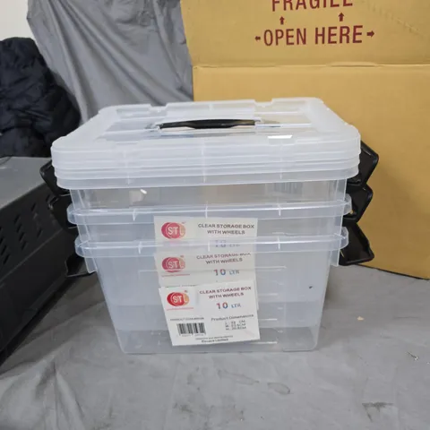3X STL CLEAR STORAGE BOX WITH LIDS– 10 LITRE 
