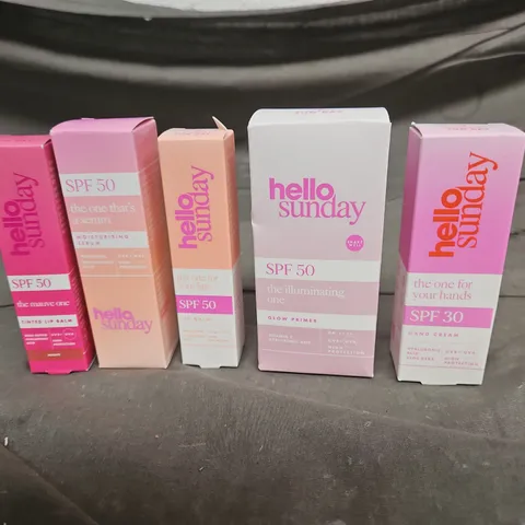 HELLO SUNDAY LOT OF 5 ASSORTED COSMETIC PRODUCTS TO INCLUDE - ILLUMINATING GLOW PRIMER - TINTED LIP BALM - MOISTURISING SERUM - ETC