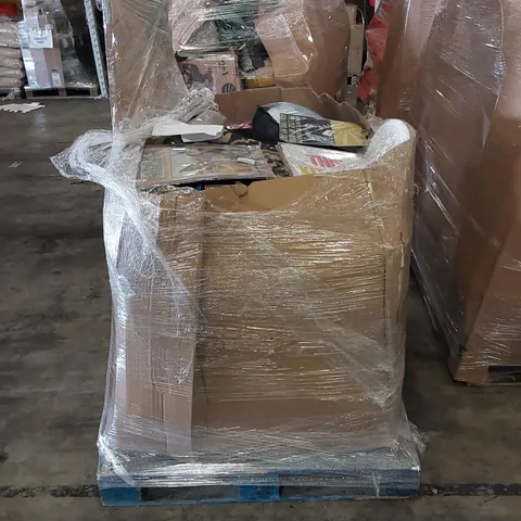 PALLET TO CONTAIN ASSORTED HOUSEHOLD PRODUCTS. INCLUDES WALL DECOR SIGNS, POP-UP GAZEBO, MATTRESS TOPPER, CHILDRENS PRODUCTS ETC