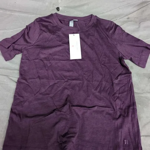 SWEATY BETTY ESSENTIAL CREW NECK T-SHIRT IN NEPTUNE PURPLE - SMALL