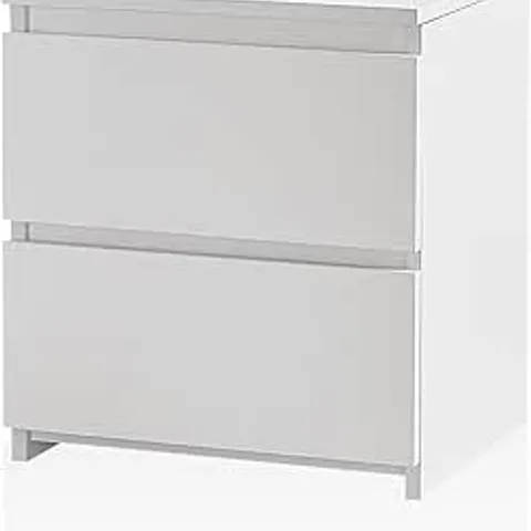 BOXED TUKAILAI WHITE MODERN BEDSIDE TABLE CABINET CHEST OF 2 DRAWERS WOODEN NIGHTSTAND WITH 2 DRAWERS SIDE STORAGE UNIT FOR BEDROOM FURNITURE REGULAR SIZE BEDSIDE TABLE SET