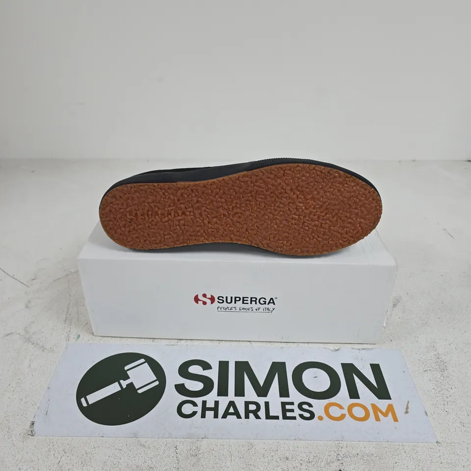 BOXED PAIR OF SUPERGA COTU CLASSIC SHOES IN BLACK - UK 10.5
