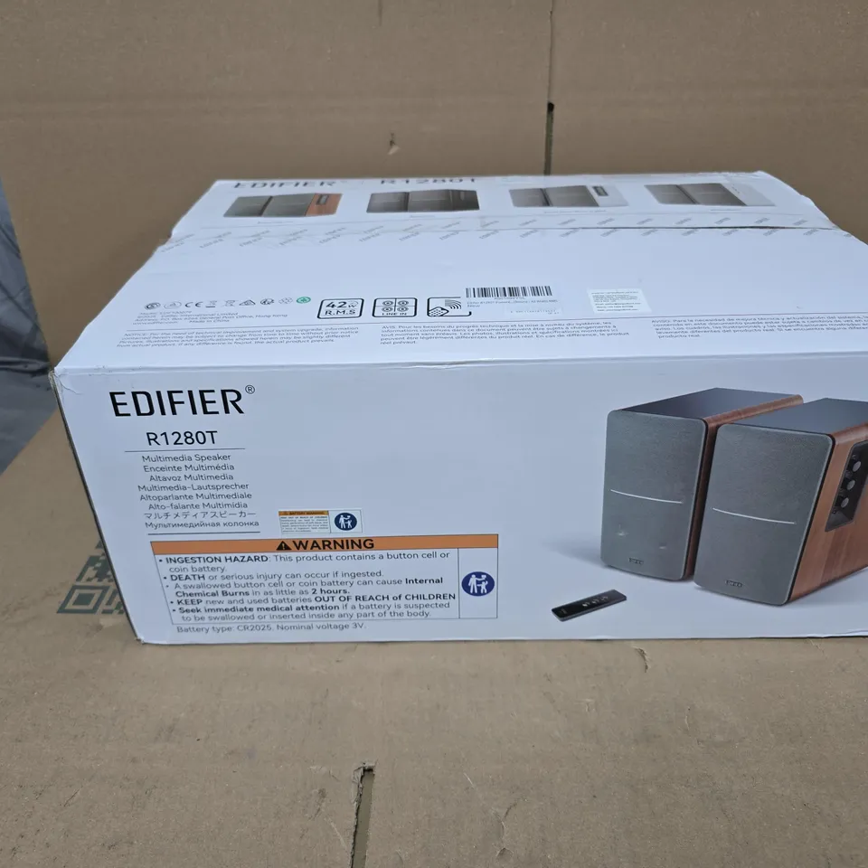 EDIFIER R1280T POWERED BOOKSHELF SPEAKERS – BROWN WOOD FINISH (BOXED)