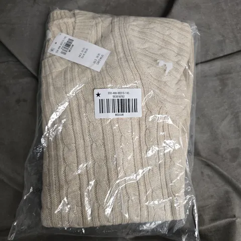 BEIGE CABLE-KNIT CARDIGAN – SIZE MEDIUM HOLLISTER 