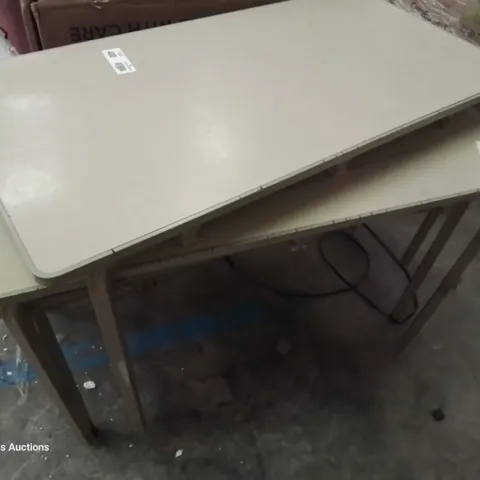 FOUR RECTANGULAR METAL FRAMED TABLES