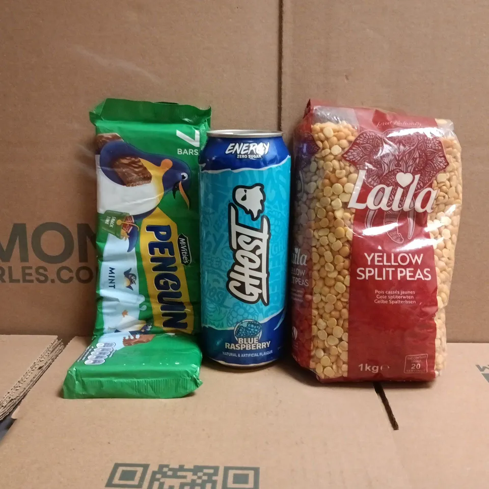 APPROXIMATELY 10 ASSORTED FOOD AND DRINK ITEMS TO INCLUDE YELLOW SPLIT PEAS, GHOST, ETC