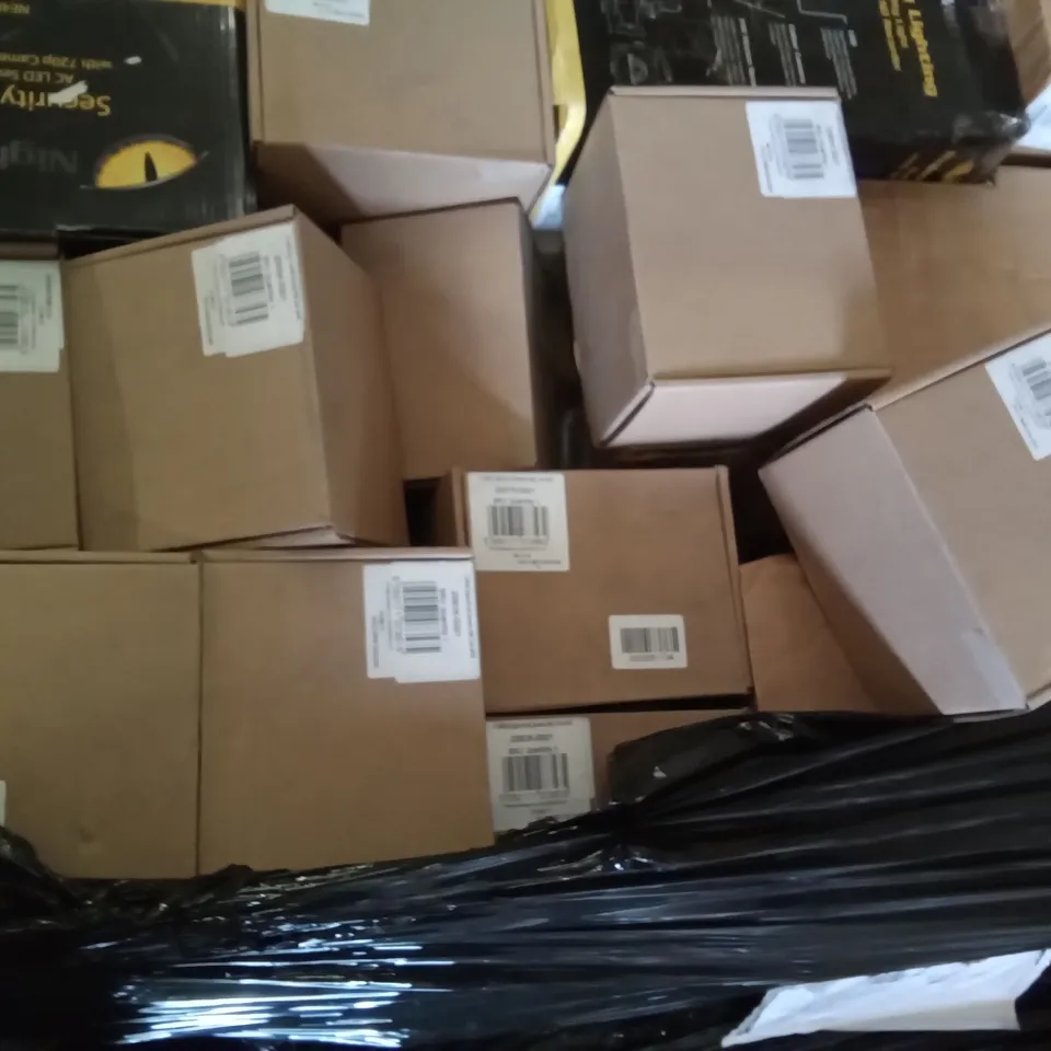PALLET OF ASSORTED ELECTRONICS INCLUDING NIGHTWATCHER ROBOTIC SECURITY LIGHTING, C1080B DIGITAL BULLET CAMERAS, AC LED SECURITY LIGHT WHITE